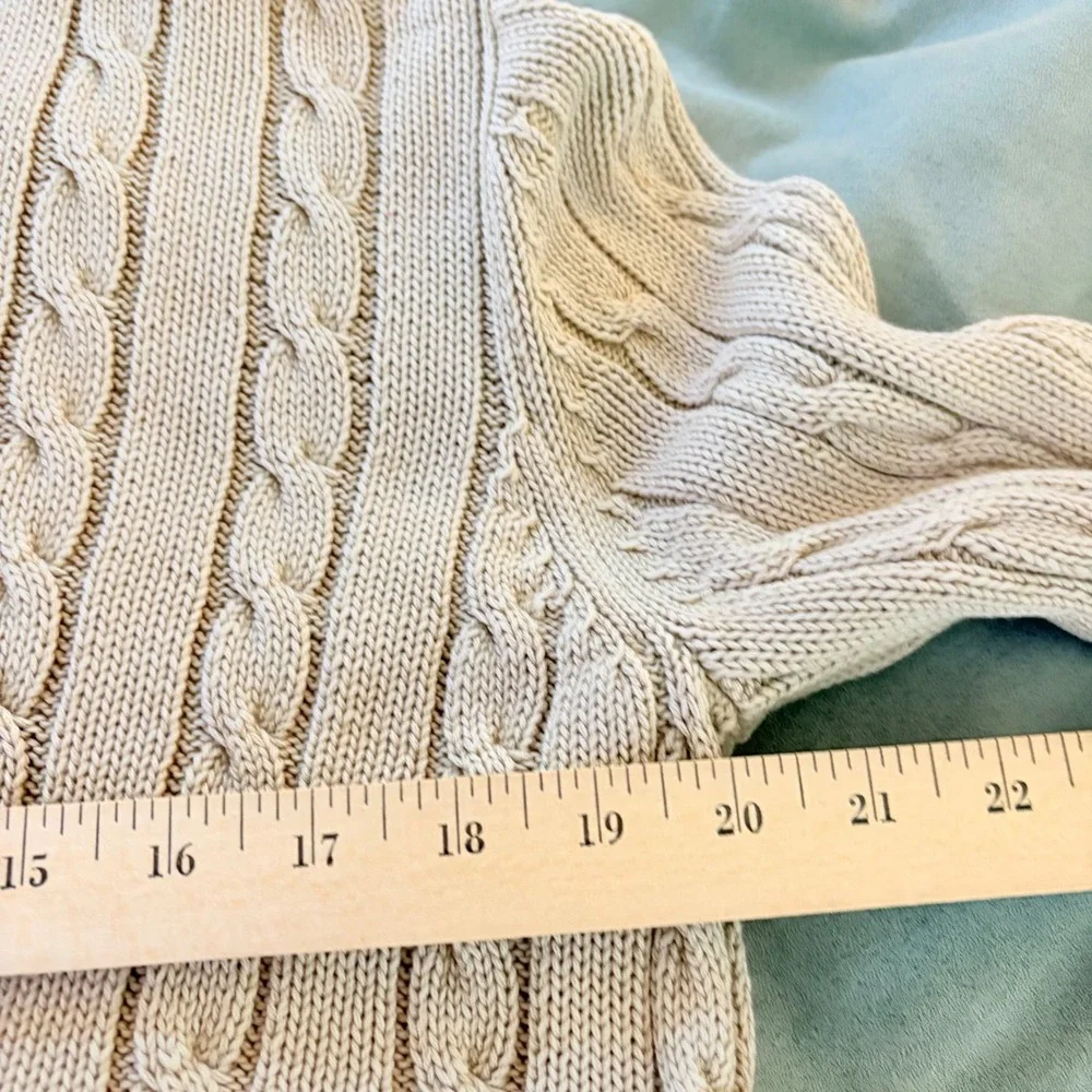 VTG Eddie Bauer Cotton Sweater Fisherman Beige‎ Cable Knit Men's L Classic TSITP - Picture 8 of 10